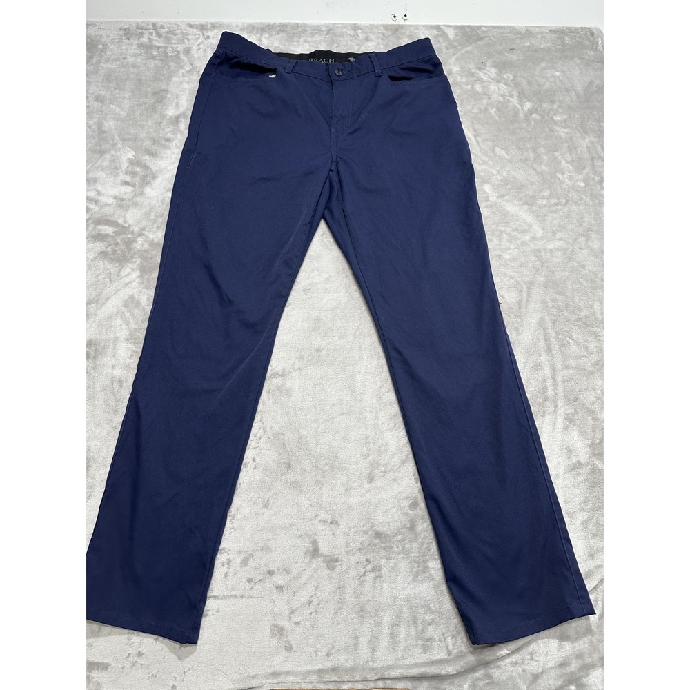 Pebble‎ Beach Performance Chino Pants Men's Size 36x32 Blue Pockets Zip Up EUC